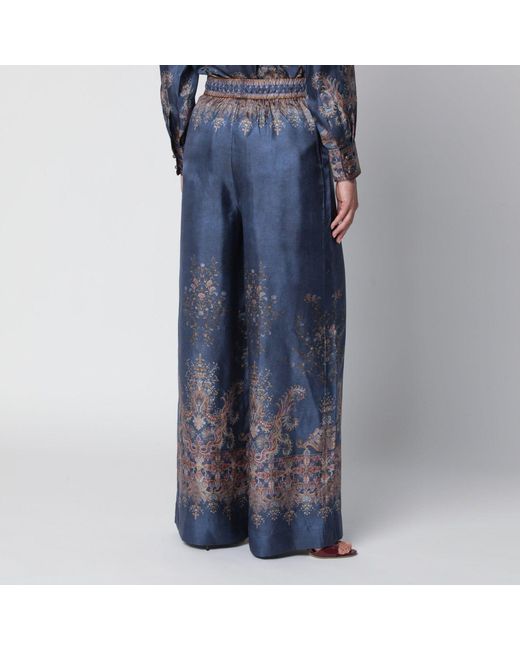 Zimmermann Blue Valiant Silk Trousers
