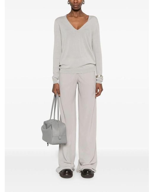 Rick Owens White Silk Blend Trousers