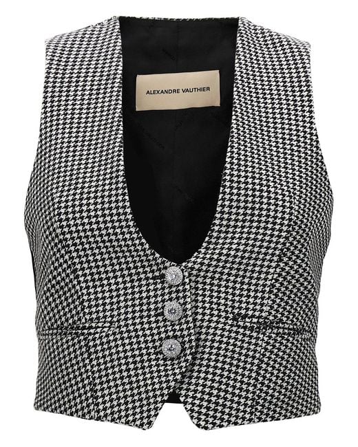 Alexandre Vauthier Black Houndstooth Waistcoat
