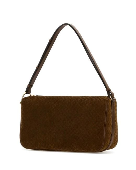 Gucci Brown Caramel Suede Half Horsebit Shoulder Bag