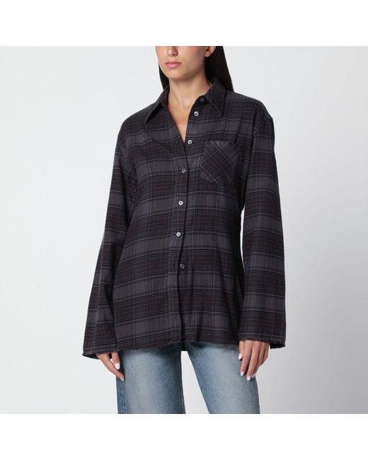 Our Legacy Black Daisy Checked Cotton Flannel Shirt