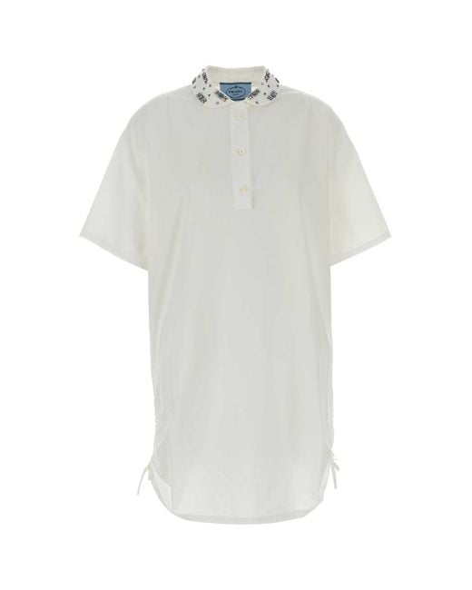 Prada White Poplin Polo Dress
