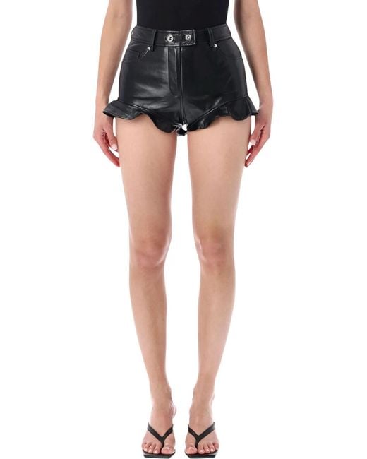 Self-Portrait Black Faux Leather Shorts