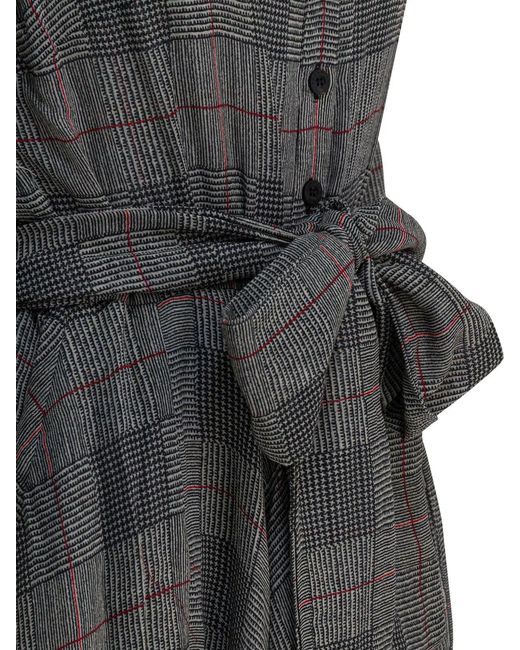 Samantha Sung Gray Checkered Wool Dress