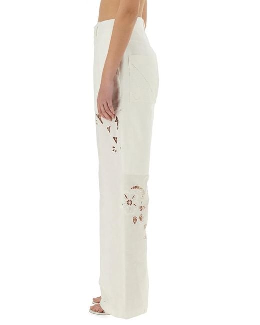 MARINE SERRE Natural Upcycled Linen Pants