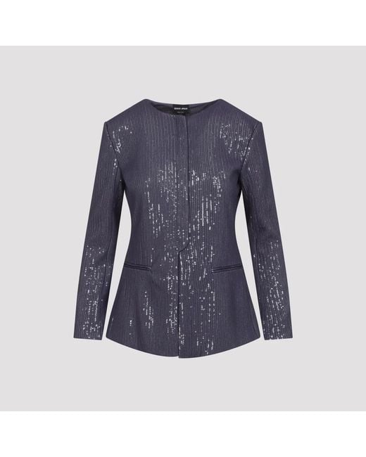 Giorgio Armani Blue Polyester Jacket