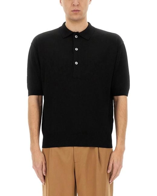 Lardini Black Organic Cotton Polo Shirt for men