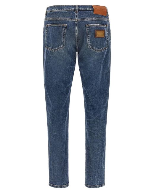 Dolce & Gabbana Blue Dolce & Gabbana Logo Plaque Jeans for men