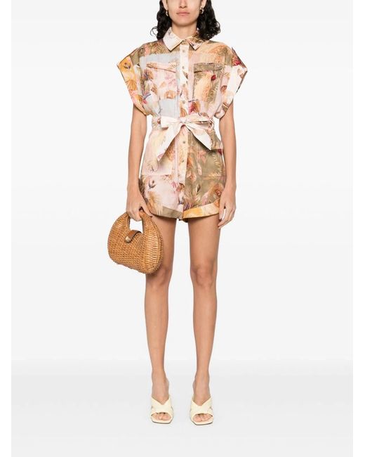 Zimmermann Pink Short Overalls With Ascension Lapels