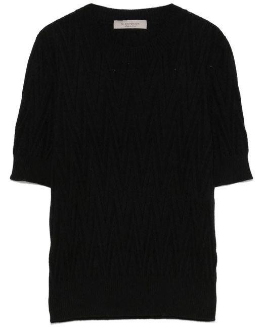 D.exterior Black Merinos Short Sleeves Round Neck
