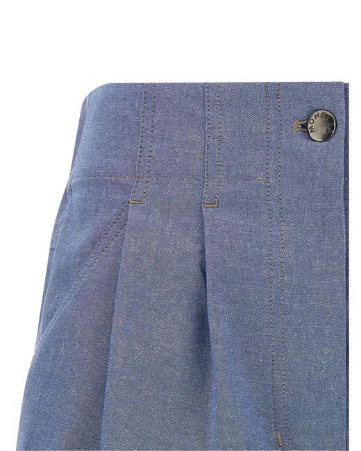 Moncler Blue Chambray Cotton Shorts