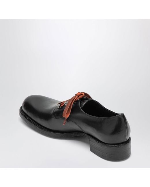 Prada Black Aged Leather Laceup Shoes