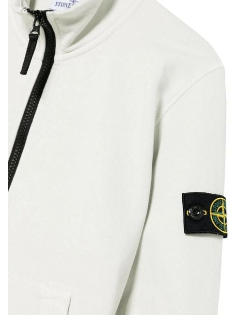 Stone Island White Zip Sweatshirt