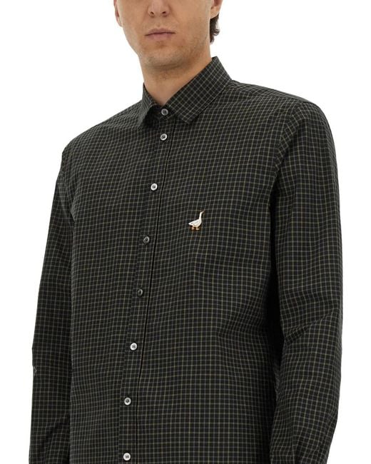 Moschino Couture Black Shirt With Goose Embroidery for men