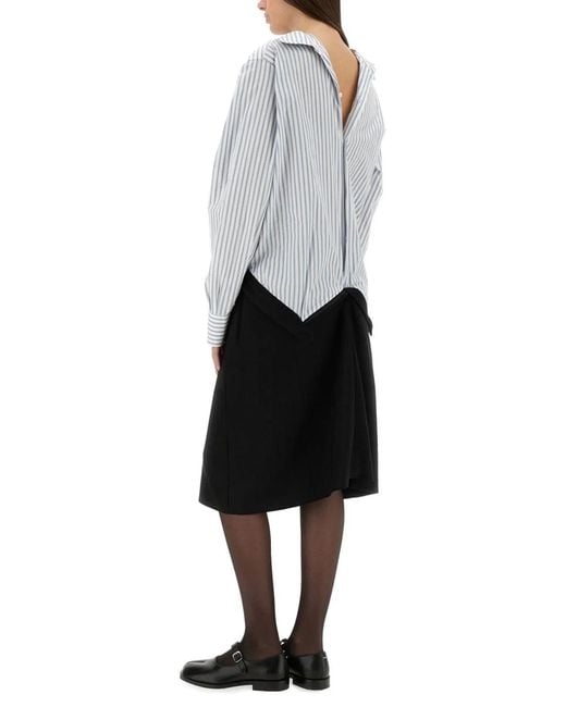 Maison Margiela White Inverted Striped Dress-Shirt