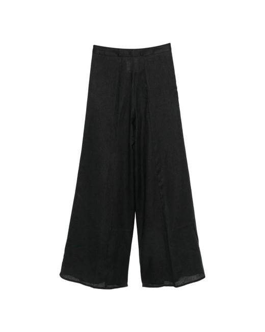 Semicouture Black Kym Linen Trousers