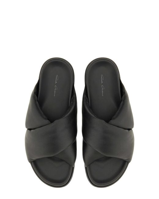 Rick Owens Black Leather Slide Sandal for men