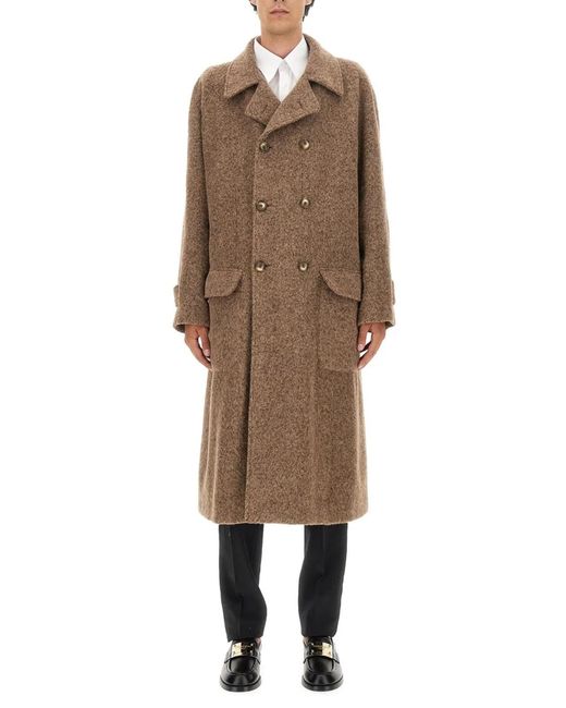 Dolce & Gabbana Natural Dolce & Gabbana Double-Breasted Coat for men
