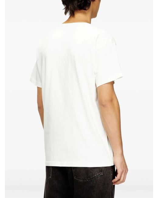 DIESEL White Norm Cotton T-Shirt With Oval D for men