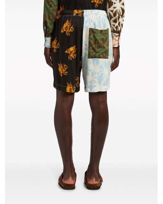 Palm Angels Multicolor Patchwork Palms Shorts for men