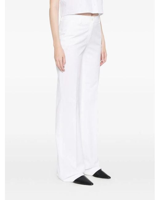 Via Masini 80 White Cotton Wide-Leg Trousers