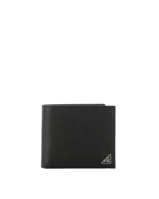 Prada Black Leather Bifold Wallet for men