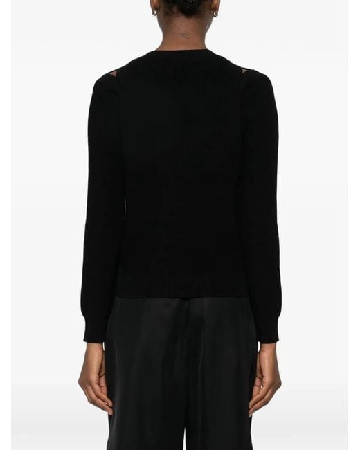 Elisabetta Franchi Black Knit Sweatshirt With Cut-Outs