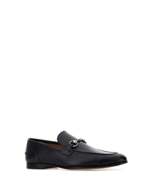 Gucci Black Jordaan Leather Loafers for men