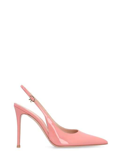 Gianvito Rossi Pink Patent Leather Slingback Pumps