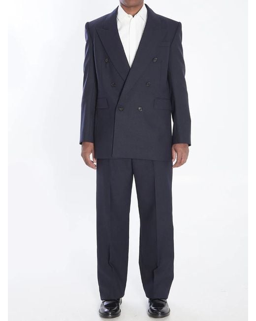 Saint Laurent Blue Wool Trousers for men