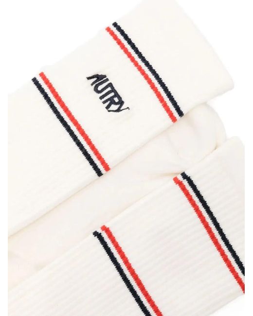 Autry X Maison Kitsune White Socks With Logo