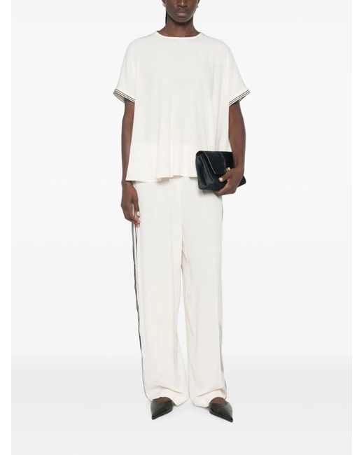 Fabiana Filippi White Silk Blend Trousers