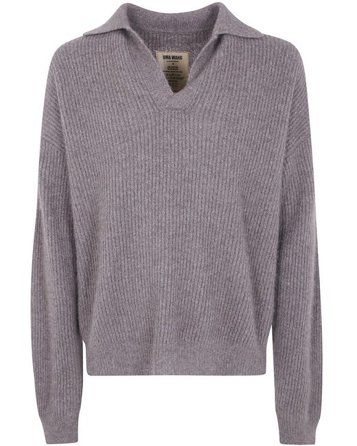 Uma Wang Gray "Raccoon" Long Sleeves Polo for men