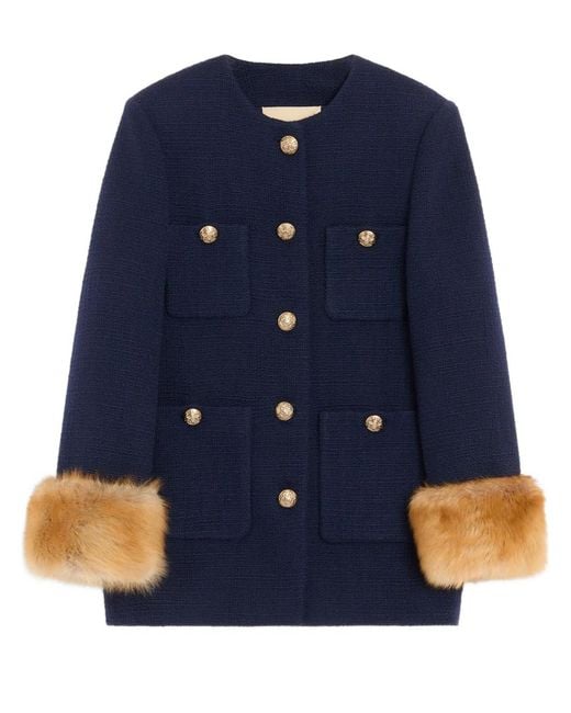 Valentino Blue Wool Caban Coat