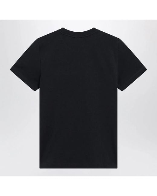 Moncler Black T-Shirt With Logo Embroidery
