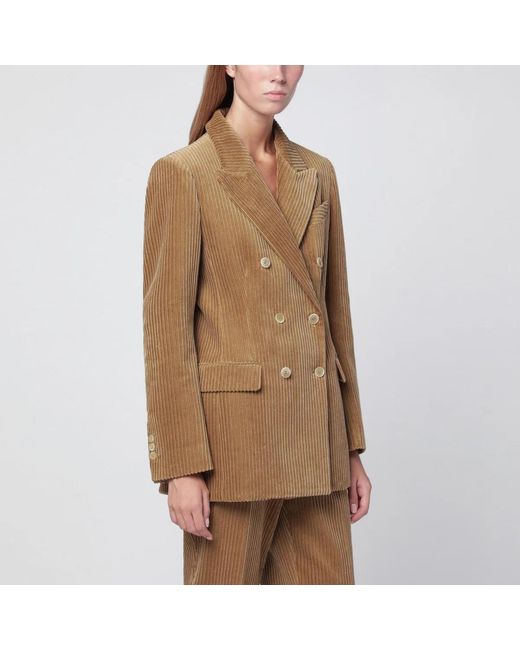 P.A.R.O.S.H. Brown P.A.R.O.S.H. Camel-Coloured Ribbed Velvet Jacket