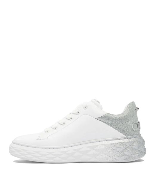 Jimmy Choo White "Diamond Maxi F Ii" Low Top Sneakers