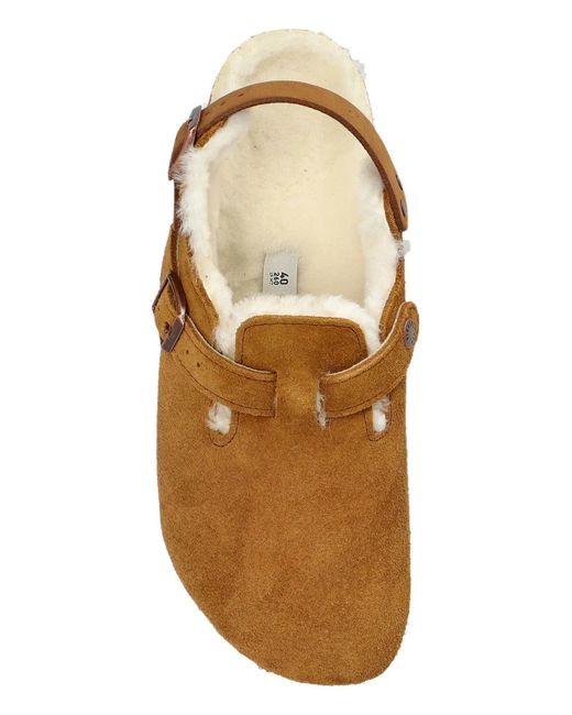Birkenstock Brown Tokio Shearling Suede Slippers for men
