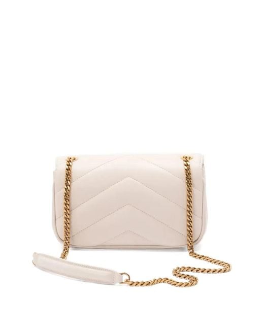 Saint Laurent Natural Ivory Leather Mini Loulou Crossbody Bag