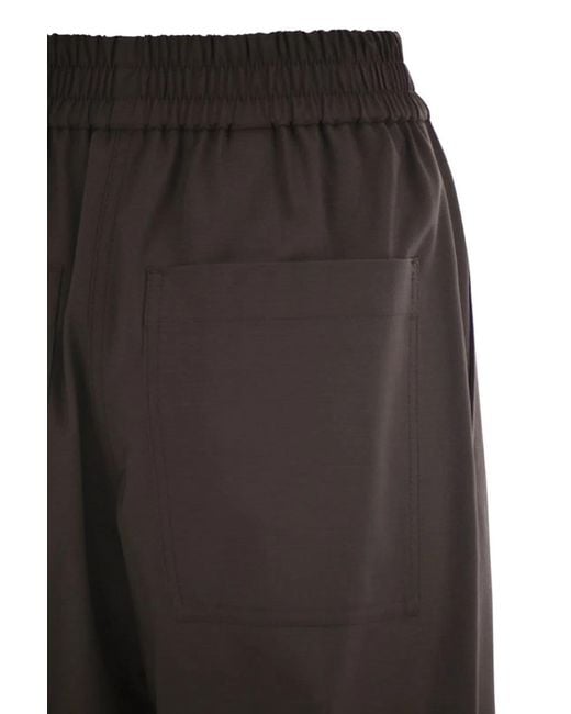 Brunello Cucinelli Black Stretch Virgin Wool Fluid Trousers