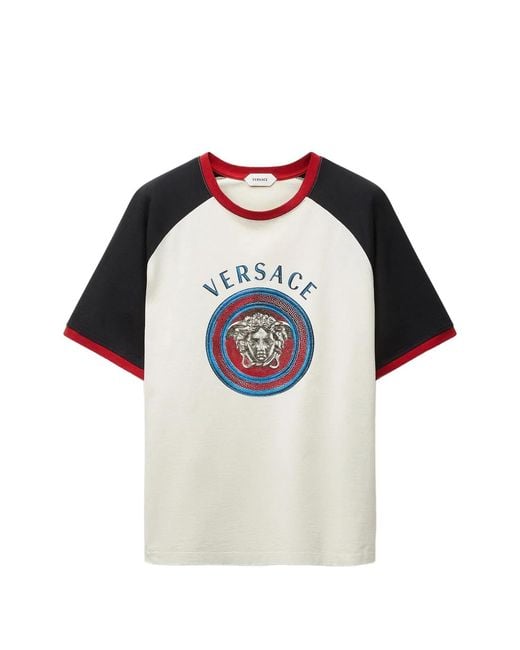 Versace Blue Regular-Fit Cotton Jersey T-Shirt With Print for men