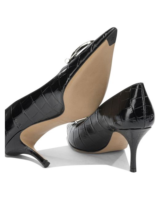 Ferragamo Black "Maxi Gancini 70Mm" Pumps