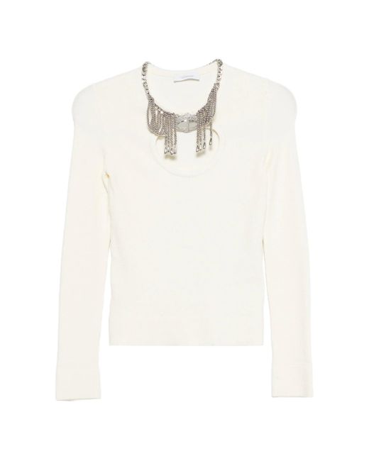 Rabanne White Cream Viscose Polyamide Sweater Cardigan