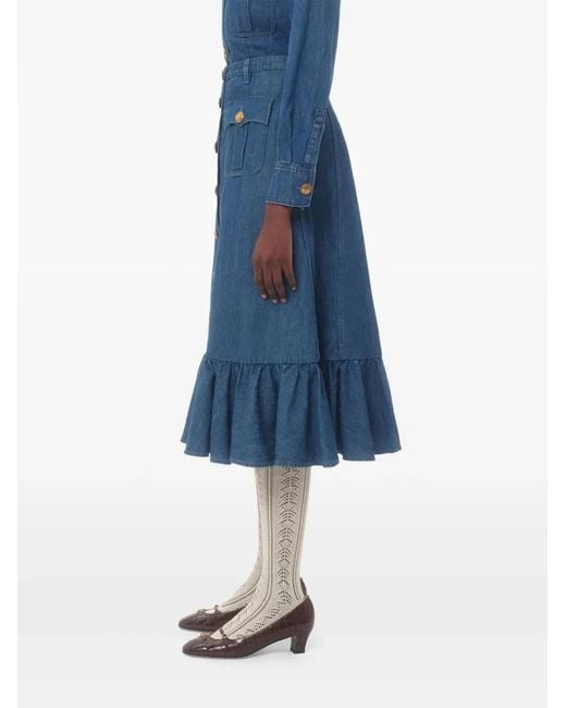 Valentino Garavani Blue Denim Skirt