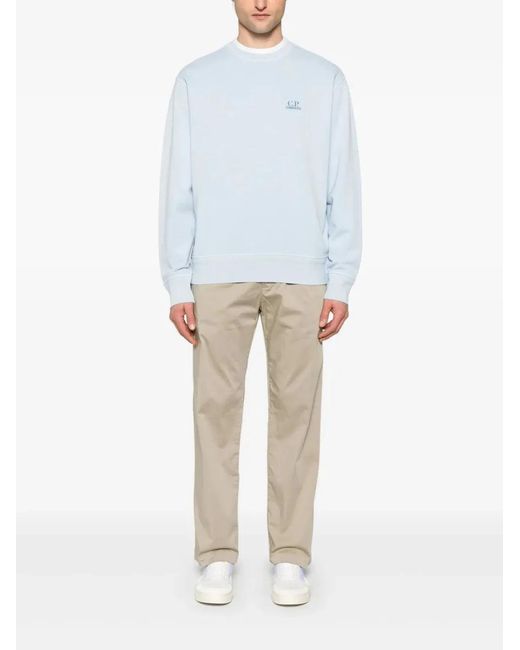 C P Company Blue C.P.Company Logo Embroidered Sweatshirt for men