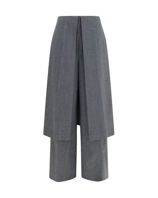 THE LATEST Gray Tailored Pants With Draped Skirt Panel