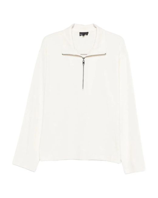 Emporio Armani White Half-Zip Pullover for men