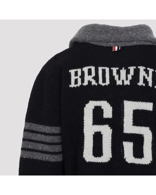 Thom Browne Black 65 Jersey Collar Cardigan for men