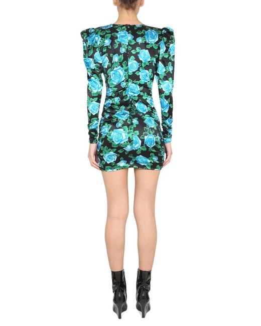 Alessandra Rich Blue Mini Satin Dress