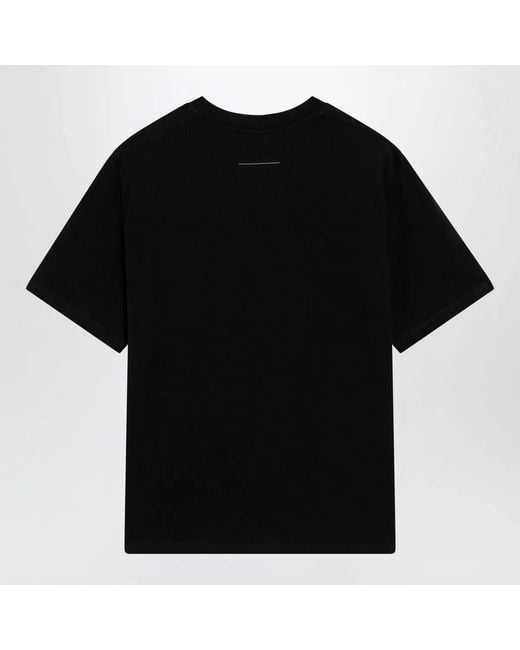MM6 by Maison Margiela Black Draped Tshirt With Logo Patch